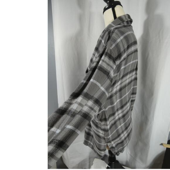 Aerie Large Plaid Button Up Shirt Side Slits Long Sleeves - Picture 3 of 7